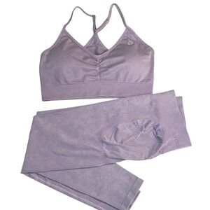 Ryderwear Sculpting Fit Seamless Sports Bra and Leggings Set Lavender Size XL